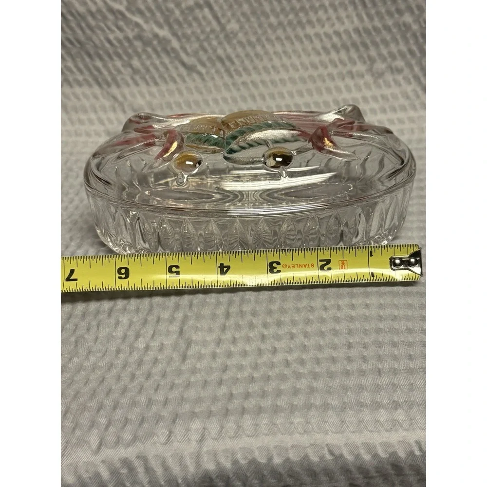 Vintage Savoir Vivre Holiday Spirit Oval‎ Covered Glass Candy Dish WY064/504